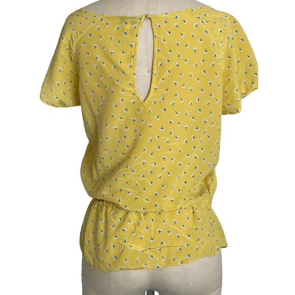 Joie Silk Yellow Floral Peplum Top - Picture 5 of 8